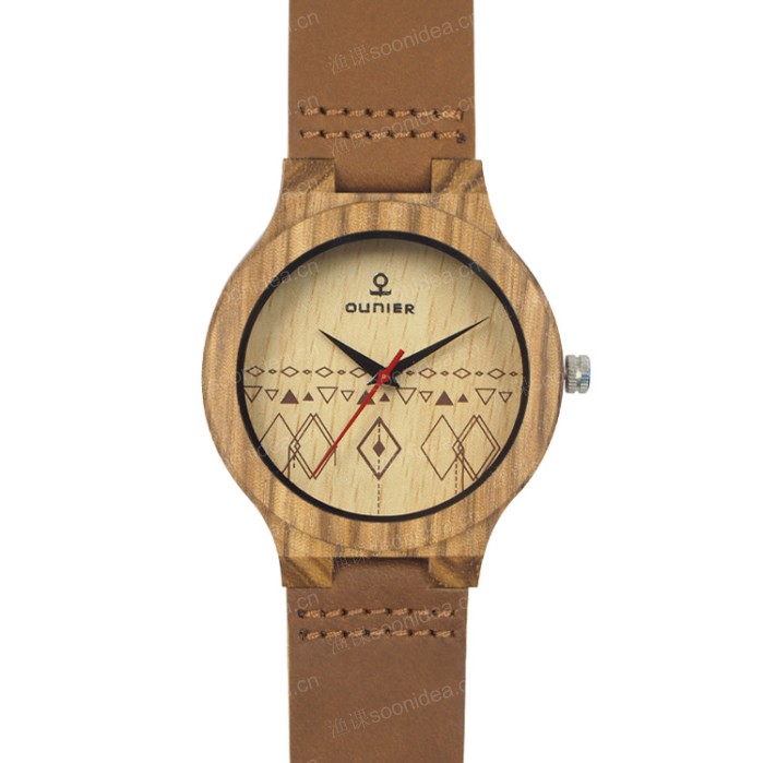 Maple watch with leather band