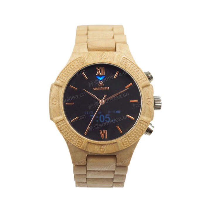 Maple case watch with wood band
