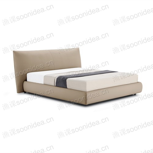 Genuine Leather Sofa with Big Headboard