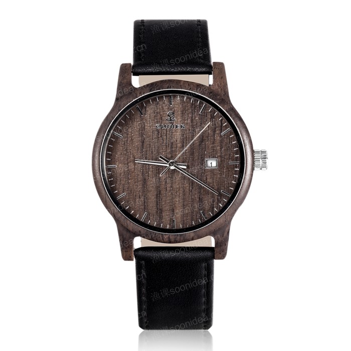 Black sandalwood case watch with le