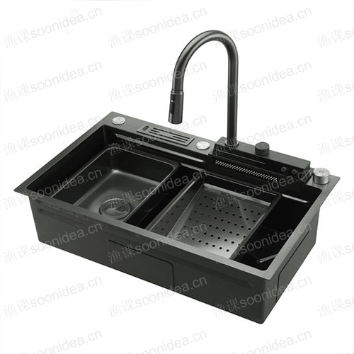 Nano 304 Stainless Steel Waterfall Sink Workstation Kitchen with Multifunctional