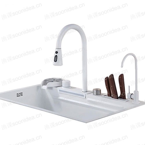 White Kitchen Workstation, Undermount Kitchen Sink - Undermount Sinks Stainless Steel Single Bowl Ki