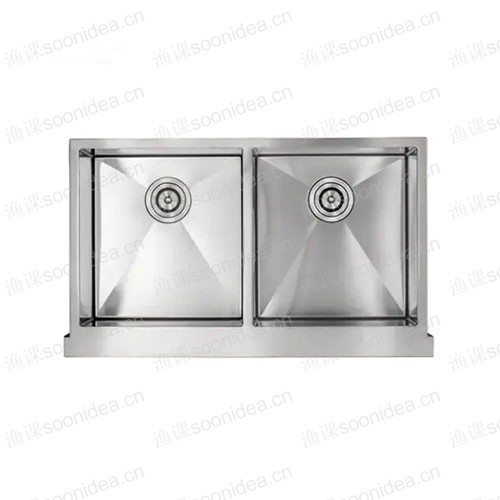 35 Inch Handmade Farmhouse Sink Brushed Double Bowl Antique Farmhouse 