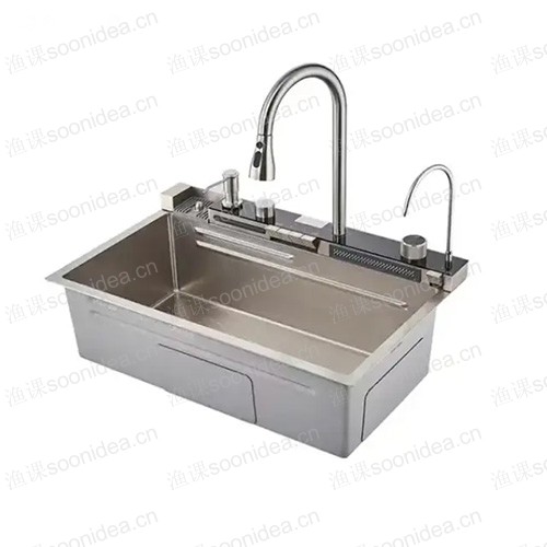 Gold Nano Kitchen Sink 304 Stainless Steel Waterfall Sink Workstation Kitchen with Multifunctional 