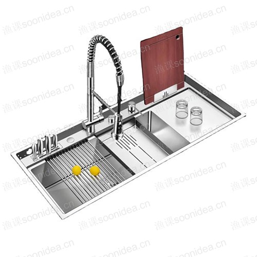 Large sink with drainage board