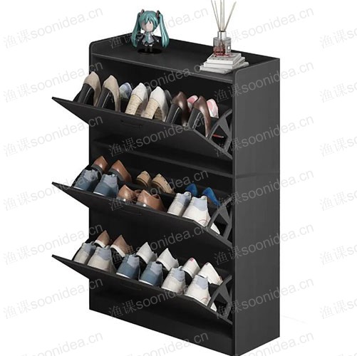 Black multi-layer shoe storage cabinet