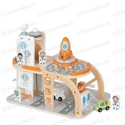 Wooden space station track toy