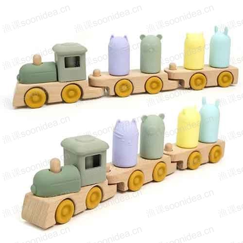 Early education push-pull toy train stacking set