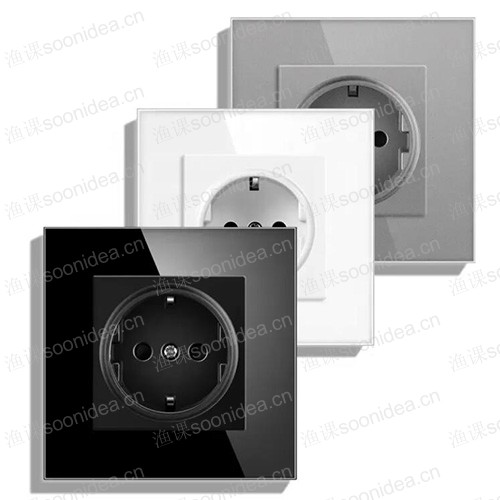 Crystal tempered glass panel wall socket