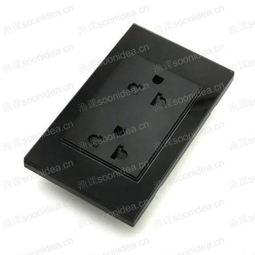 Black and white gold dual power glass wall socket